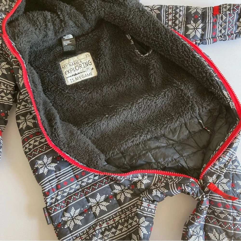 The North Face Thermoball bunting snowsuit baby 6-12 months fair isle Sherpa zip_3